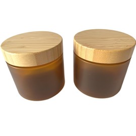 BEECO GIF2U Empty Bamboo Lid Jar 16oz/500g 2 PACK,Refilable Plastic Round Cosmetic Containers for Powder,Body Butter,Cream,Lotion,Wide Mouth Makeup Sample Storage Pot Dispenser(Brown)