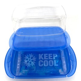 Sana Enterprises Butter Dish (Blue) with Lid (Clear) Lightweight Butter Keeper with Cooling Pack for Keeping Butter, Margarine, Spreads, Or Cheeses Cool and Fresh, Ideal for inside & outside Dining