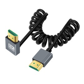 chenyang HDMI 2.1 Spiral Cable, HDMI Male to Male 90 Degree Angle Up 8K@60Hz 4K@120Hz 48Gbps Ultra Fast Gold-Plated Cable 1.0 m for TV, Monitor, Computer
