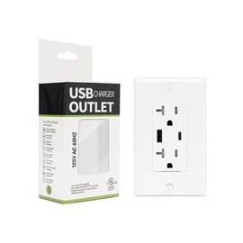 1 Pack USB Outlet 20 Amp TR Tamper Resistant Wall Receptacle with USB C and USB A Ports UL Listed CSA Certified Standard Wall Plate Included White