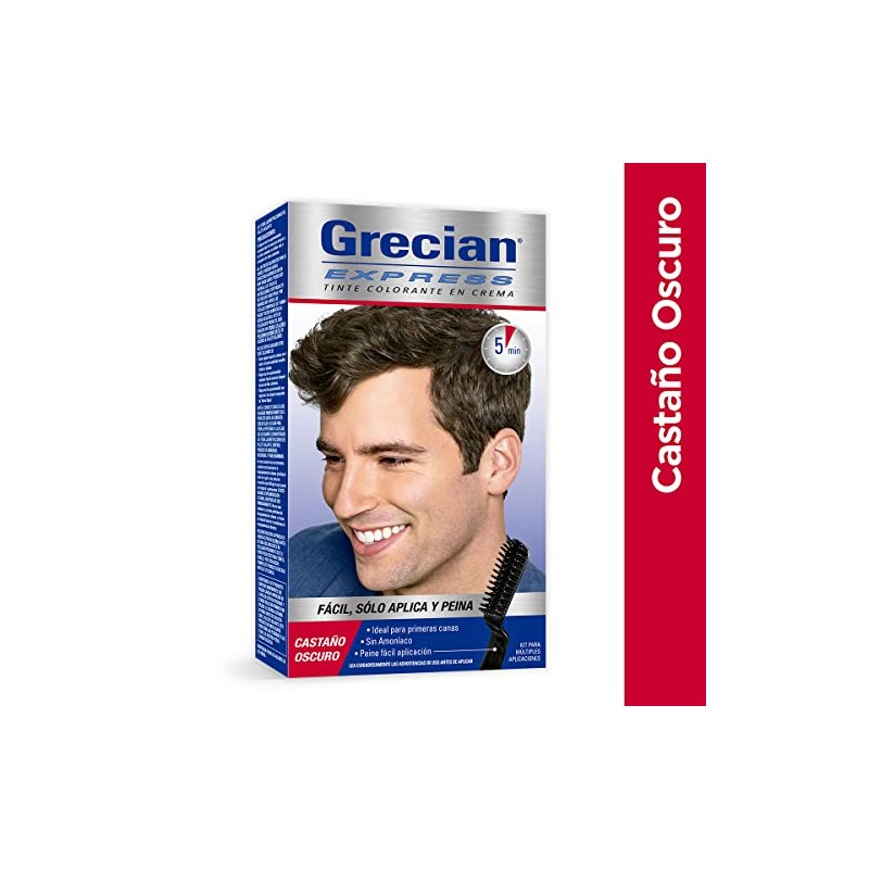 Grecian Express Tinte Cabello Hombre en Crema, Castaño Oscuro, 3