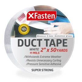 XFasten Super Strong Duct Tape, White, 2" x 50 Yards Waterproof Duct Tape for Outdoor, Indoor, School and Industrial Use