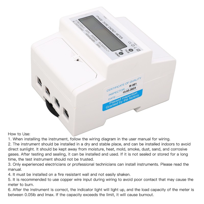 Watt Meter Electricity Usage Monitor Current Voltage Tester 1 Phase
