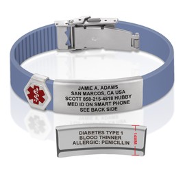 Divoti Custom Engraved Medical Alert ID Bracelet – Dual-Sided Laser Etching, Silicone Wristband, Stainless Steel Security Clasp – Adjustable & Trim-to-Fit – Emergency Medical Info Band - UL CB SS RE