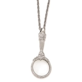 Diamond2Deal Silver-Tone Textured Magnifying Glass Necklace Size 30"