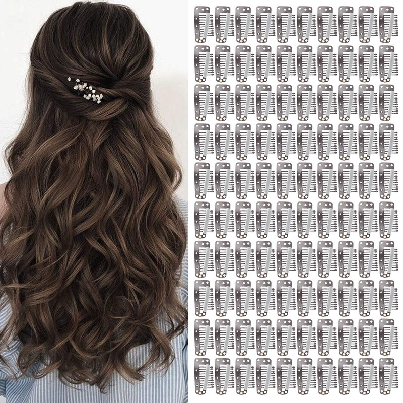 100pcs 10 Teeth Wig Clip Stainless Steel DIY Hairpiece Snap