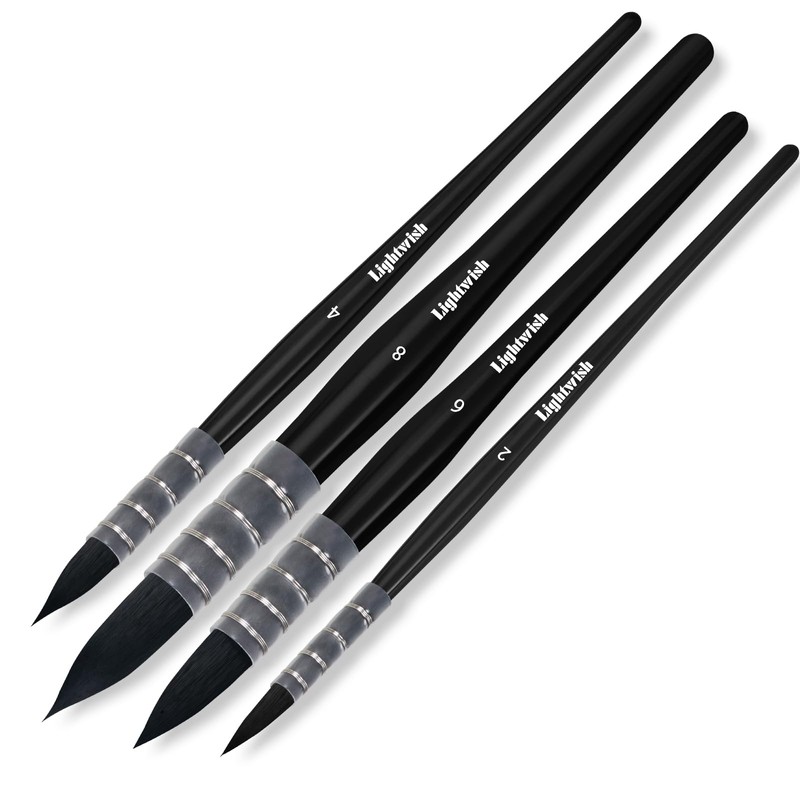Lightwish Watercolor Brushes Set, Synthetic Squirrel Hair Paint Brushes Kit