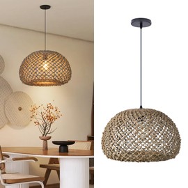 Arturesthome Farmhouse Rattan Pendant Lights for Living Room,Boho Chandelier Ceiling Hanging Lamp Crafts Lampshade for Bedroom Foyer