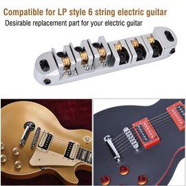 Wilkinson Locking Roller Bridge Tune O Matic Alloy 1 Set Alloy Roller Saddle Bridge Replacement Part For Style 6 String Electric Guitar(Silver)
