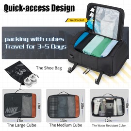 Velaybor 42L Travel Backpack with 4 Packing Cubes, TSA Friendly Flight Approved Carry-On Bag with USB Charging Port, Water-Resistant Weekender Business Backpack for Men Women, Fits 17.3" Laptop(Black)