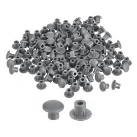 sourcing map 400Pcs Screw Hole Plugs, 5mm(3/16") Dia Plastic Snap in Shelf Button Flush Type Caps for Furniture Cabinet Cupboard, Dark Grey
