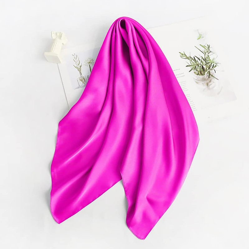 Lastclream Chiffon Square Neck Scarves for Women Handkerchief Retro Satin