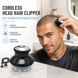 Wireless Round Head Hair Clipper for DIY Haircuts – Adjustable 3–12 mm Trimming with LED Display