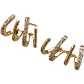 Chunky Gold Hoop Earrings for Women, Gold Plated Thick Triple Hoop Earrings Hypoallergenic Trendy Chunky Gold Hoops Earrings Dainty Jewelry Presents for Women Girls (Golden, One size)