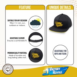 FORTNITE Baseball Cap for Boys, Quality Made Boys Hat and Fitted Cap, Flatbrim Baseball Hat with Sleek Design