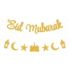 Eid Mubarak Banner - Happy Eid Party Decor, Moon and