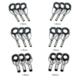 Top Guide, Rod Guide, Set of 18, Stainless Steel, Fishing Rod Tip Replacement Repair Kit (Inner Diameter 0.04 - 0.8 inches (1.0 - 2.0 mm)