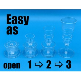 FoldyCups.com Travel Wine / Champagne Glasses (Set of 2) - Clear Plastic Portable / Collapsible Flute Style Cup For Picnics, Camping And Boozing On The Go