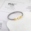 HANTNOOL Cable Bracelets for Women Two Tone Cuff Bangle with