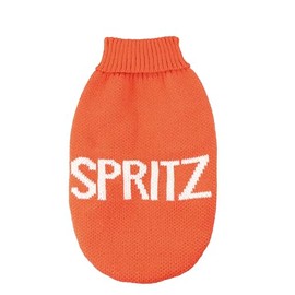 Record - Dog Cocktail. Soft High Neck Sweater with Elasticated Waistband, Embroidered with 'Spritz' Lettering |XS, Back Length 30cm