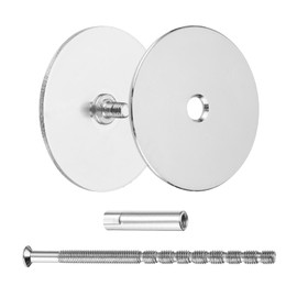 MECCANIXITY Door Hole Cover Plate, 2" Dia Deadbolt Cover Plate Round Door Knob Hole Filler Plate Brushed Satin Nickel 1.38" Nut 3.54" Screws Silver Pack of 1