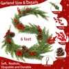 6ft Artificial Cedar Christmas Garland with Red Berry Clusters Pinecones