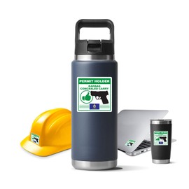 Kansas Concealed Carry Permit Holder CCW Sticker for Water Bottle Phone Tumbler Hard hat - Four Pack