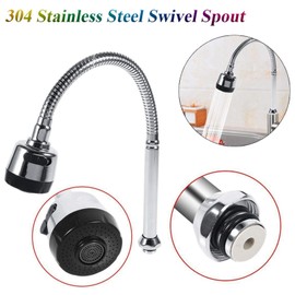 Kitchen Mixer Tap,1x 304 Stainless Steel Swivel Spout Kitchen Sink Faucet Pipe Fittings Single Handle Connection