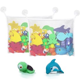 Bath Toy Storage, 2 Pcs Bath Toy Net, Bath Toy Organizer Bathroom Storage Net, With four Suction Cups For Baby, Keep Kids Bathtub Toys Dry & Bacteria Free (White)