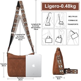 Bolsos cruzados para mujer, Bolso de hombro de cuero para mujer, Bolsa crossbody mujer con correa ajustable, Bolso de mujer de moda para Casual, Cita, Compras
