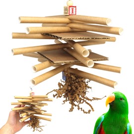 Bonka Bird Toys 2321 Sticky Stack Medium Large Bird Toy Natural Swivel Cardboard Crinkly Paper Wood Bead Block Chew Forage Treat Festival
