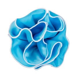 Vittorio Farina Round Suit Pocket Square for Men with Embroidered Piping (Sky/White)