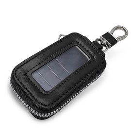 gunroil 1 PC Double Layer Car Keychain Box, Leather Car Keychain Holder, 3.54" x 2.16" Removable Car Multi-Function Keychain Protector, Universal for Most Cars (Black)