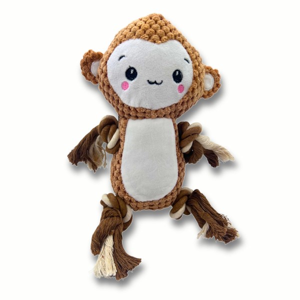 Pawcratean Lion Plush Dog Toy, Squeaky Chew Toy with Rope,