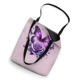 Beautiful Butterfly Purple Rose Butterfly Lovers Gifts Women Tote Bag