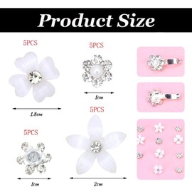 JOOTUEPO 20 Pcs Mini Diamond Hair Claw Clips, Flower Hair Clips with Pearls, Small Hairs Clip Flower Hairpins Hairs Accessories for Women and Girls, for Daily, Party, and Wedding (White)