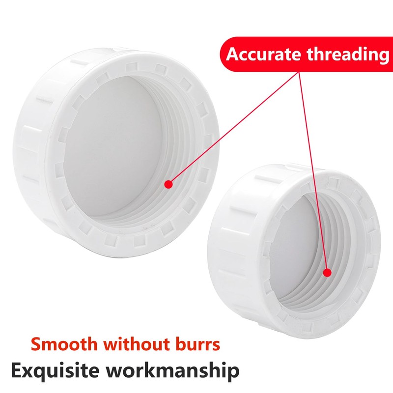 Qrity 2 Pack Pipe Fitting Cap, 32mm (1") White Female
