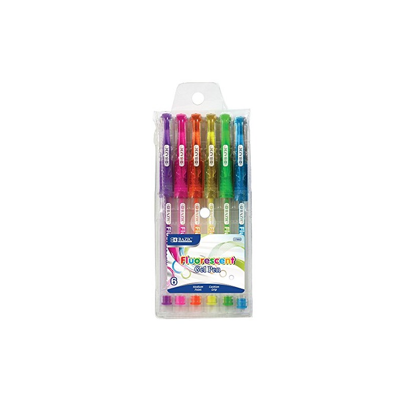 BAZIC 6 Scented Fluorescent Color Gel Pen with Cushion Grip