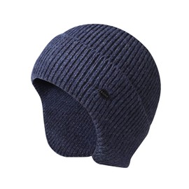 SeClovers Beanie Hats for Men Winter Knit Skull Running Ski Cap Thermal Ear Flaps Warmers Stretchy Helmet Toque Navy