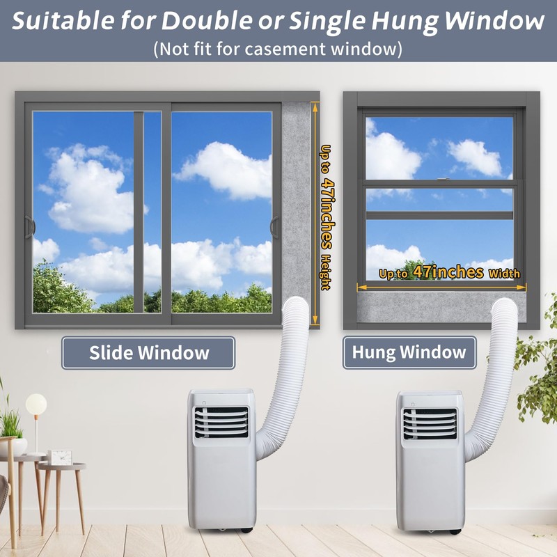 Flamorrow Portable Air Conditioner Window Seal Kit with Insulation Foam
