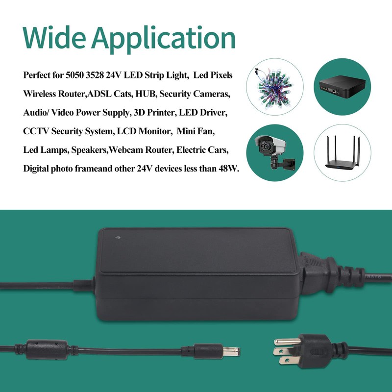24V 2A DC Power Supply 24 Volts 2 Amp Power