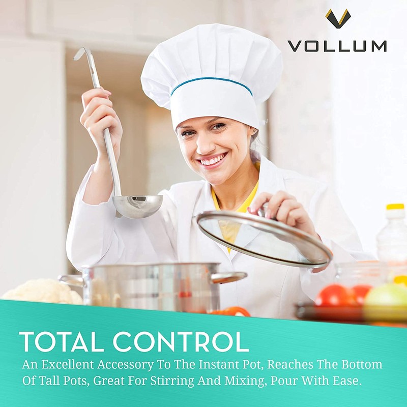 Vollum 1-Piece Ladle Heavy Duty Thick Stainless Steel - 8