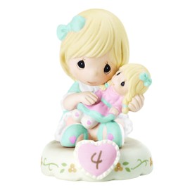 Precious Moments 152010 Growing In Grace, Age 4 Girl Bisque Porcelain Figurine Blonde