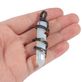 Lovionus89 7 Chakra Stone Handmade Wire Wrapped Reiki Crystal Dot Pendant Charm Necklace for Women Men, No Gemstone