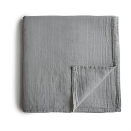 Mushie Muslin Swaddle Belgian Grey