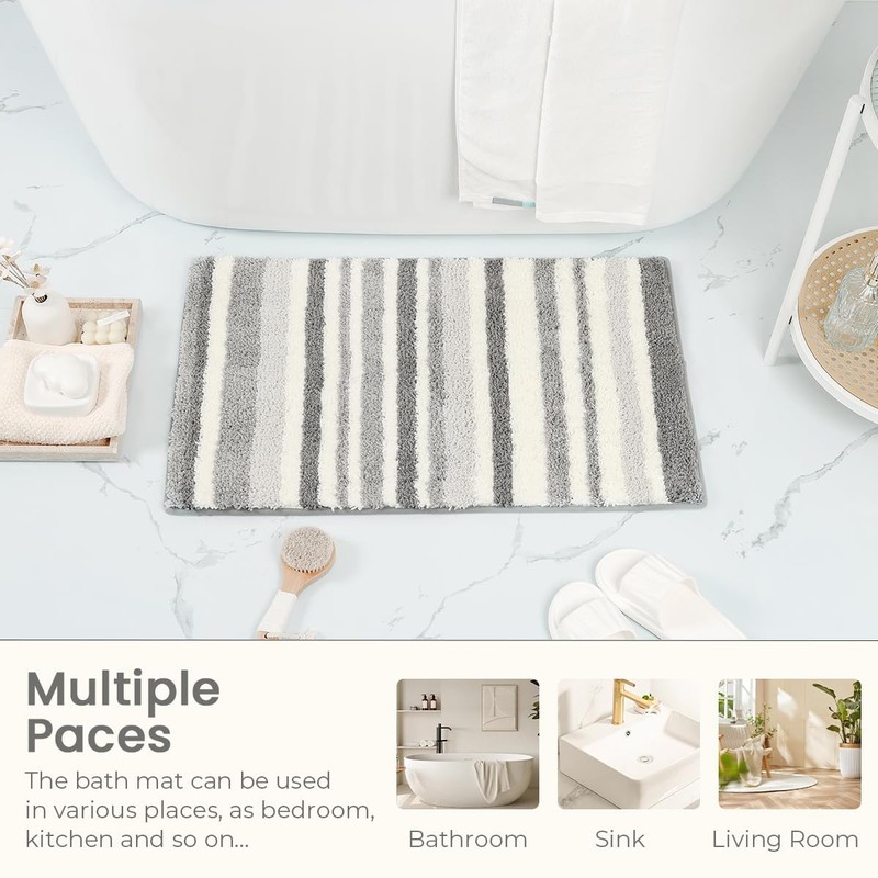 Scandinavian Bath Mat Non Slip Super Absorbent Bathroom Soft Microfiber