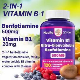 NuvitaGarden Mega Benfotiamine 750mg+ 500mg,Ultra-bi
