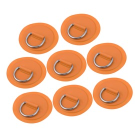 A ABSOPRO D Ring Patch Pad PVC Stainless Steel for Surfboard Orange (Set of 8)