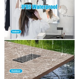 IPX6 Recessed Power Strip Waterproof, HEZI Weatherproof Furniture Flush Mount Power Outlet with 2 Outlets & 3 USB Ports for Bathroom Outdoor, 6FT Cord (ETL Listed)