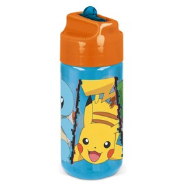 P:os Pokémon 34251 Children's Water Bottle with Integrated Straw, Approx. 430 ml Capacity, Leak-Proof, for School, Sports and Leisure